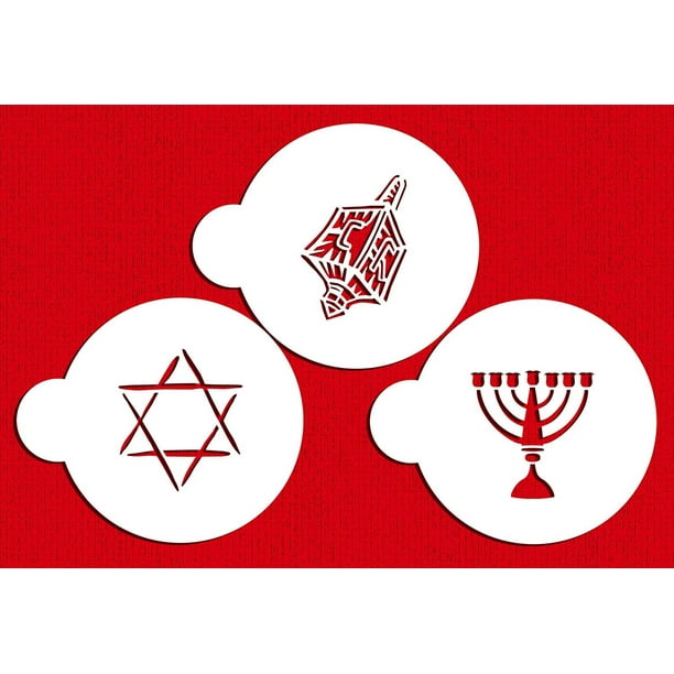Dreidel, Star of David, Menorah Beige/semi-transparent Designer Stencils C183 Jewish Symbols Cookie and Cupcake Stencils Dreidel, Star of David, Menorah Beige/semi-transparent Designer Stencils C183 Jewish Symbols Cookie and Cupcake Stencils